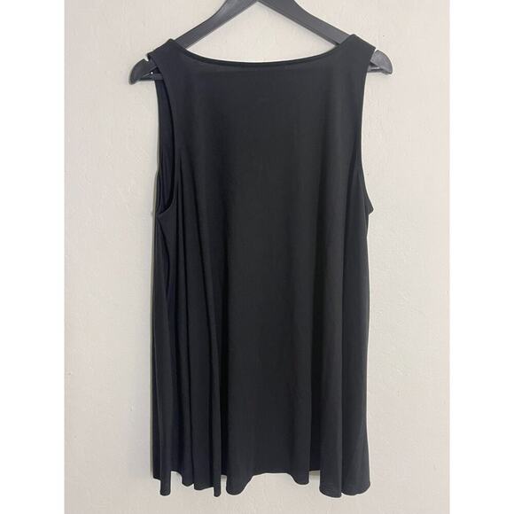 Peruvian Connection L Flowy Tank Tops Lot of 2 Black & Blue V Neck Swing Shirts - Picture 6 of 13